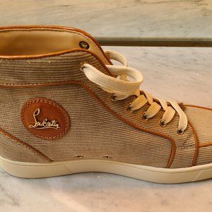 CHRISTIAN LOUBOUTIN Men’s Suede Corduroy High-Top Sneakers